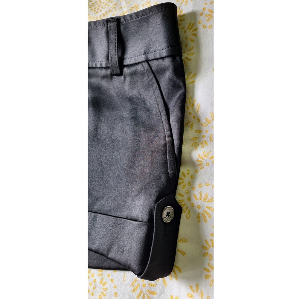 EXPRESS Black Satin Cuffed Dressy Micro Shorts Flap Pockets Y2K Size 2 Small $49 - Picture 6 of 7